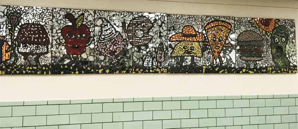 Laura Jean McLaughlin cafeteria mosaic at Ambridge Area Middle School