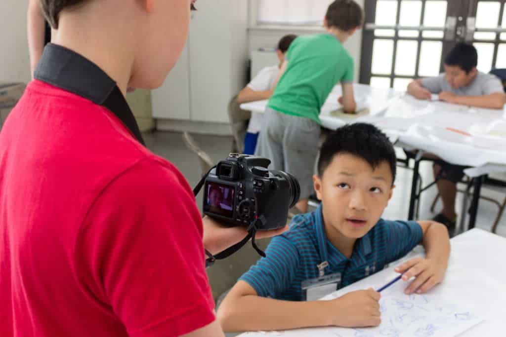 children using a camera