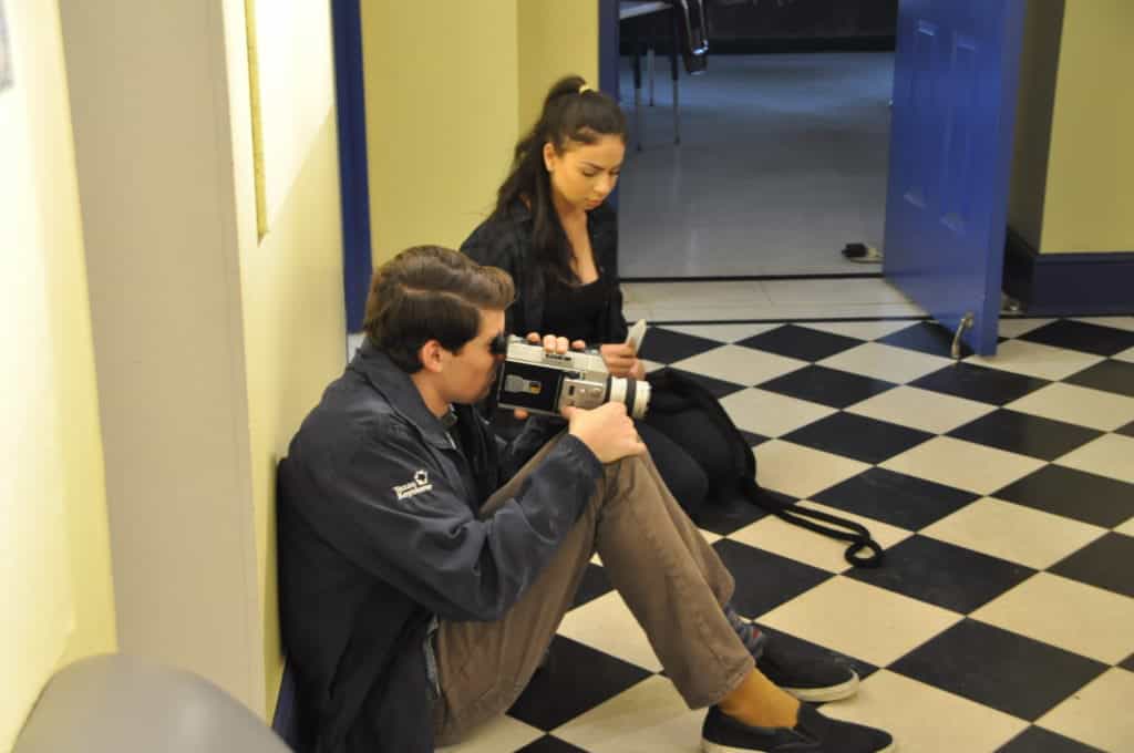 students using video equipment