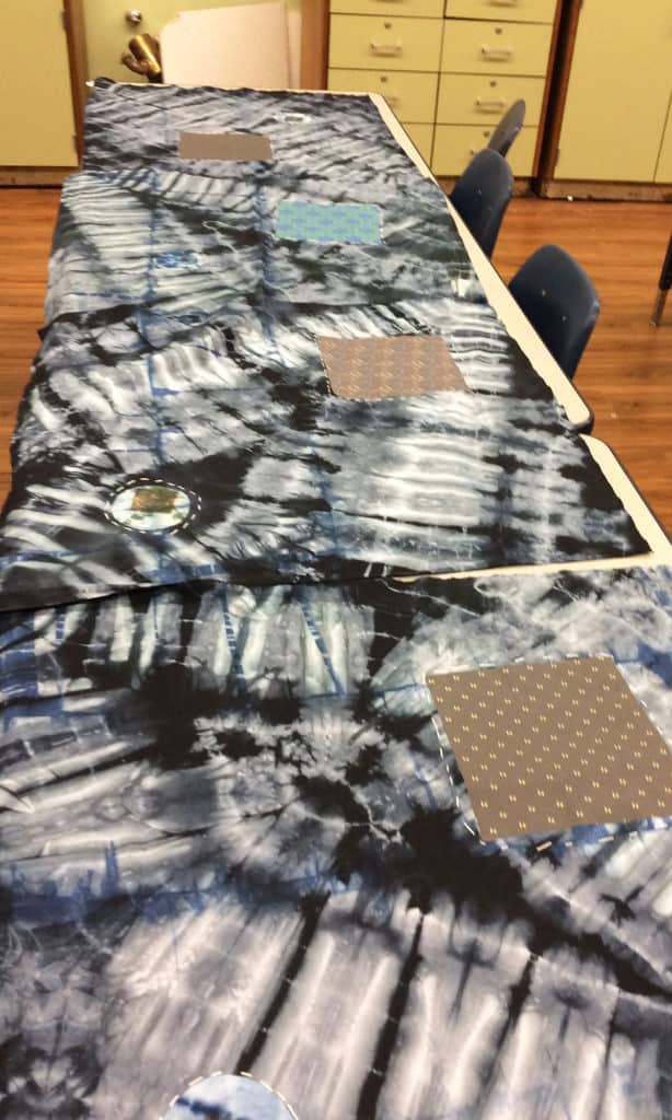2016 shibori and tesselation ceiling tile panels with Amber Coppings