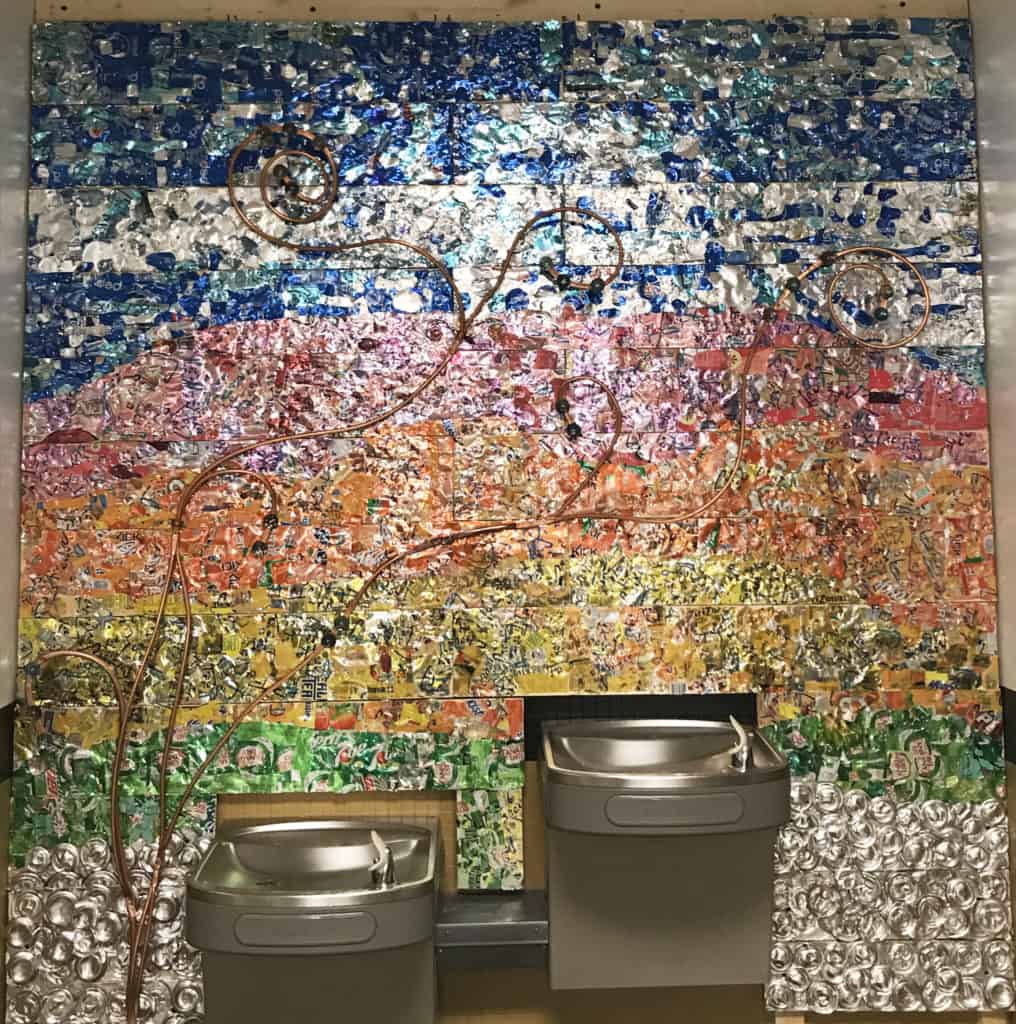 2017 aluminum can mural with Lindsay Huff